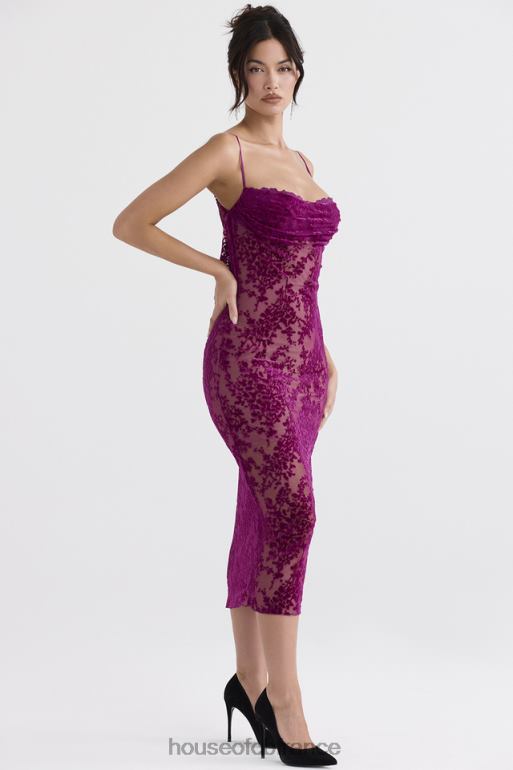 House of CB robe mi-longue dévorée aux canneberges ione N888H323 vêtements