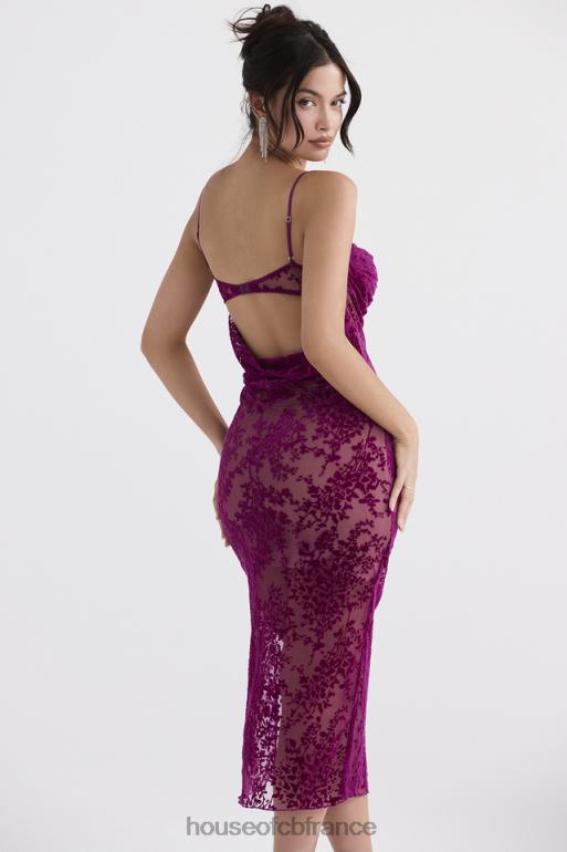 House of CB robe mi-longue dévorée aux canneberges ione N888H323 vêtements