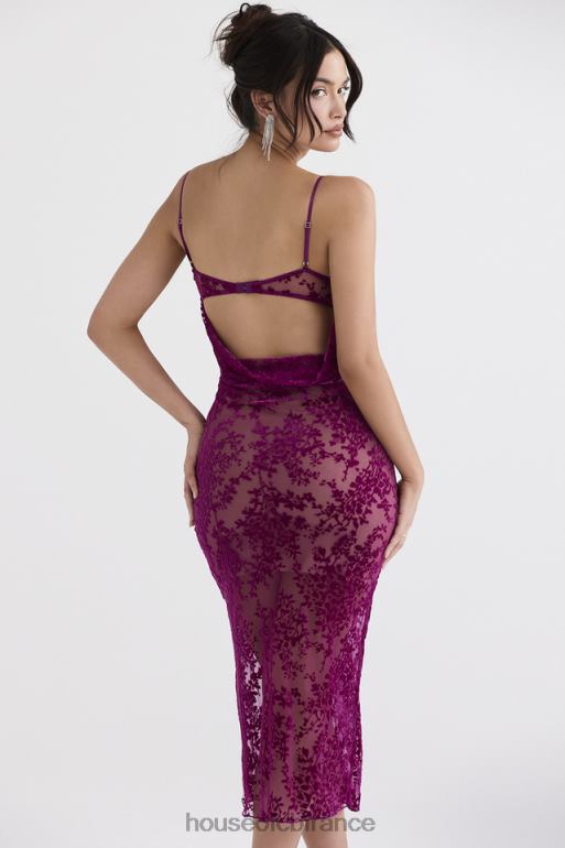House of CB robe mi-longue dévorée aux canneberges ione N888H323 vêtements