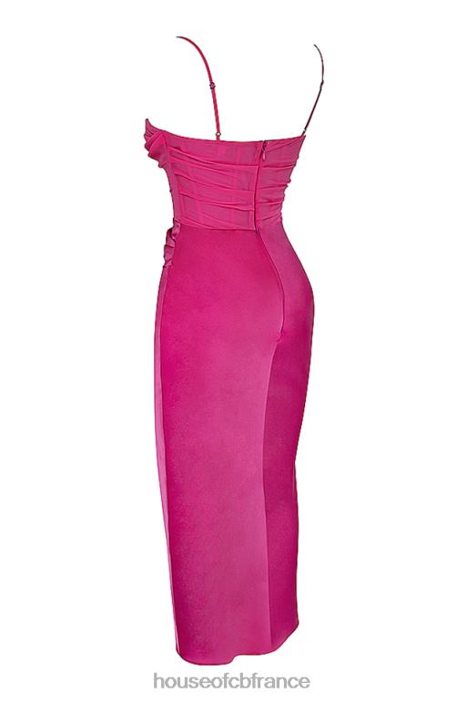 House of CB robe mi-longue drapée rose vif teia N888H319 vêtements