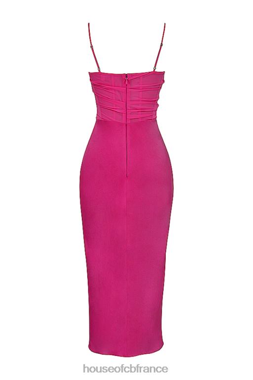 House of CB robe mi-longue drapée rose vif teia N888H319 vêtements