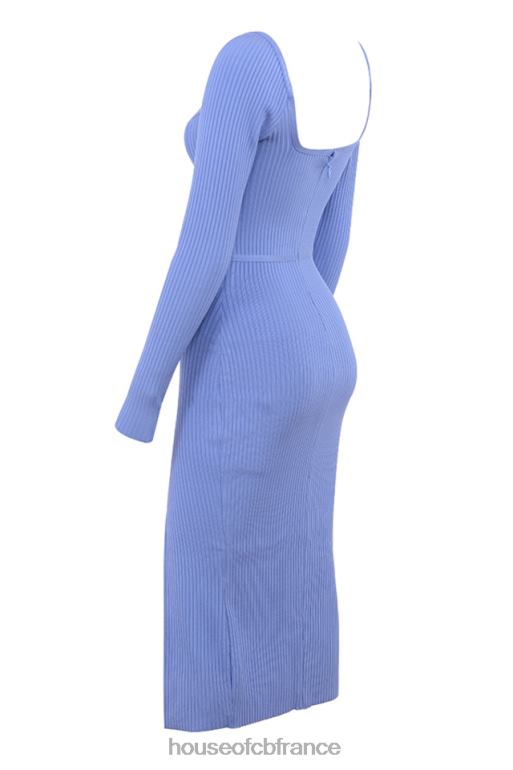 House of CB robe mi-longue fendue sur la cuisse à bandage de bleuet brumeux N888H529 vêtements