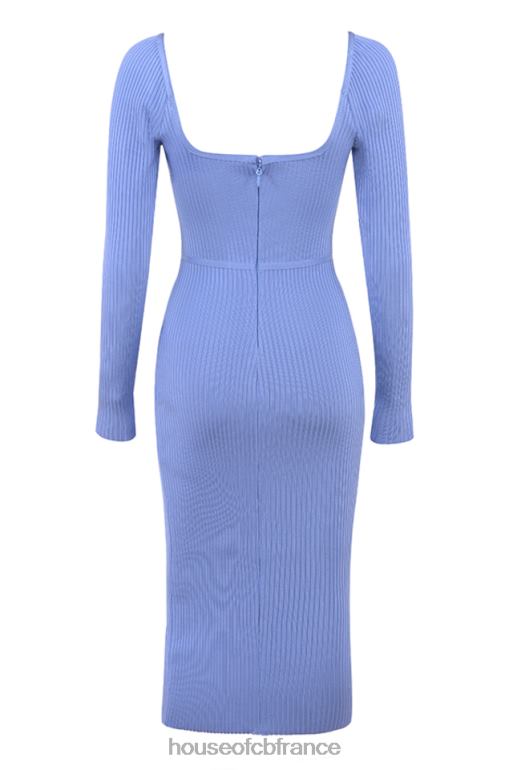 House of CB robe mi-longue fendue sur la cuisse à bandage de bleuet brumeux N888H529 vêtements