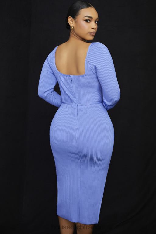 House of CB robe mi-longue fendue sur la cuisse à bandage de bleuet brumeux N888H529 vêtements