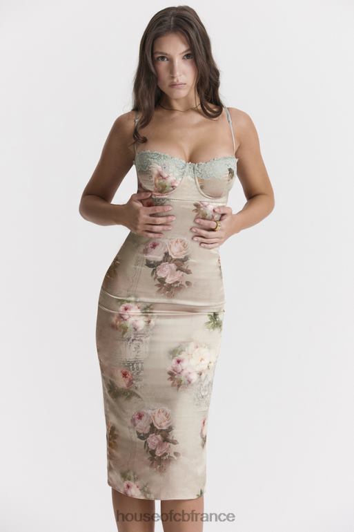 House of CB robe mi-longue à fleurs vintage venus N888H278 vêtements