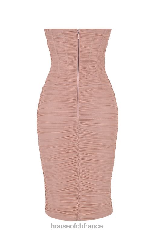 House of CB robe mi-longue froncée bustier julianna blush N888H481 vêtements