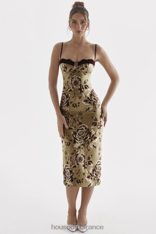House of CB robe mi-longue à imprimé fleuri cassia N888H297 vêtements