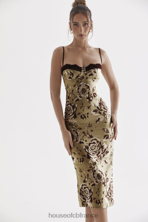 House of CB robe mi-longue à imprimé fleuri cassia N888H297 vêtements