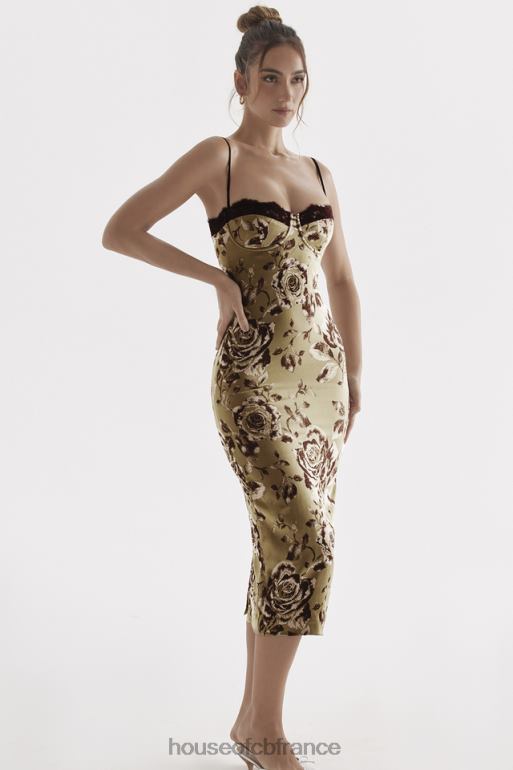House of CB robe mi-longue à imprimé fleuri cassia N888H297 vêtements
