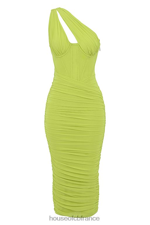 House of CB robe midi asymétrique à découpes valentina lime N888H422 vêtements