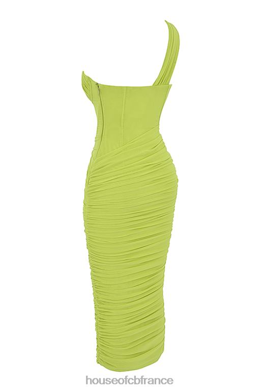 House of CB robe midi asymétrique à découpes valentina lime N888H422 vêtements