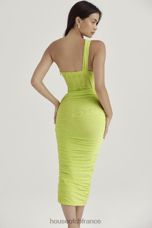 House of CB robe midi asymétrique à découpes valentina lime N888H422 vêtements