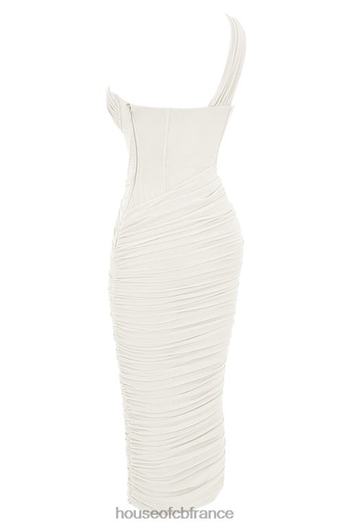 House of CB robe midi asymétrique ivoire à découpes Valentina N888H483 vêtements