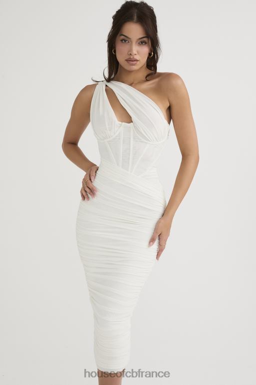 House of CB robe midi asymétrique ivoire à découpes Valentina N888H483 vêtements