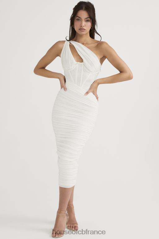 House of CB robe midi asymétrique ivoire à découpes Valentina N888H483 vêtements
