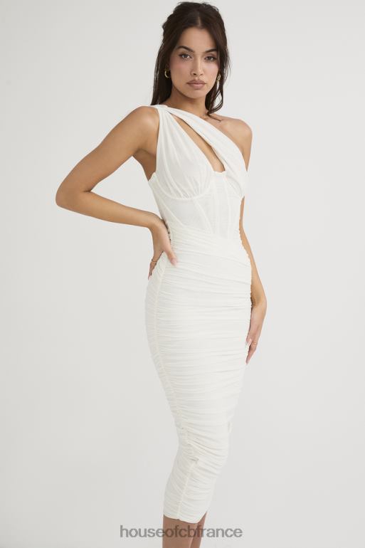 House of CB robe midi asymétrique ivoire à découpes Valentina N888H483 vêtements