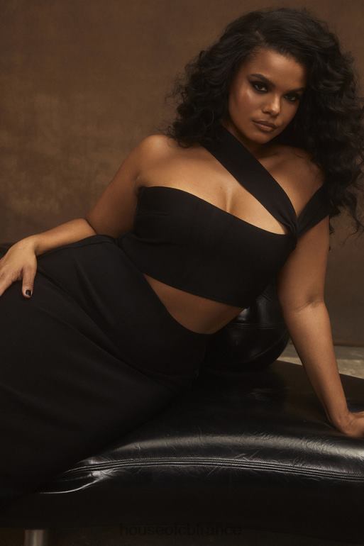 House of CB robe midi bandage découpée noire aina N888H593 vêtements
