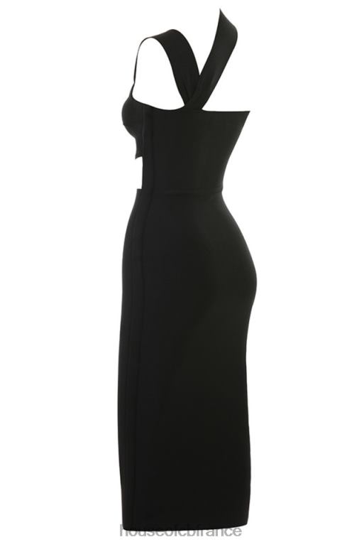 House of CB robe midi bandage découpée noire aina N888H593 vêtements