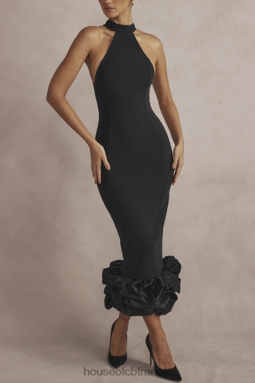 House of CB robe midi à basque noire Juniper N888H346 vêtements