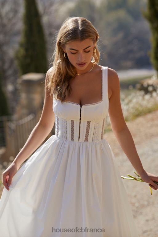 House of CB robe midi bordée de dentelle blanc perle N888H266 vêtements