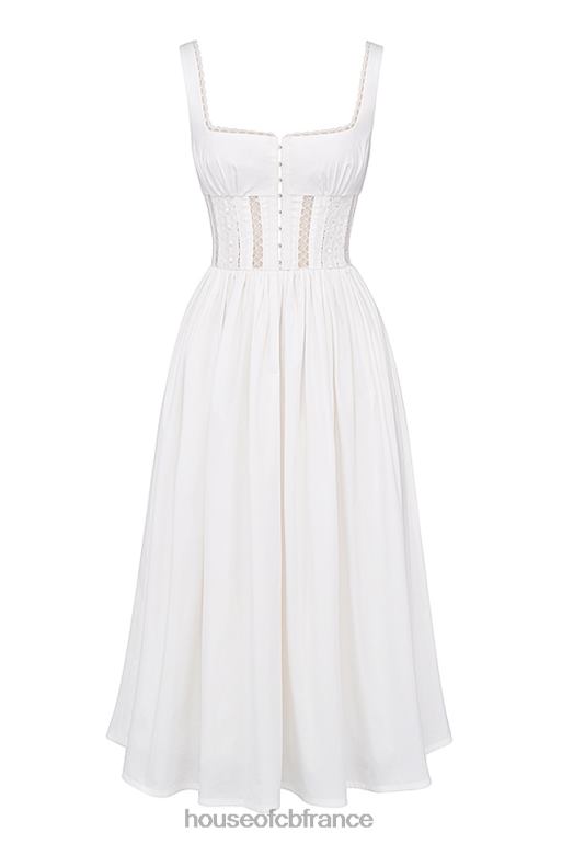 House of CB robe midi bordée de dentelle blanc perle N888H266 vêtements