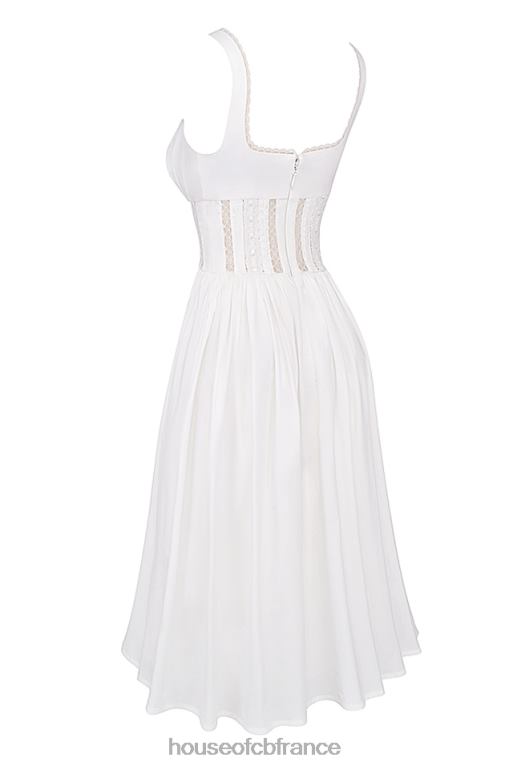 House of CB robe midi bordée de dentelle blanc perle N888H266 vêtements