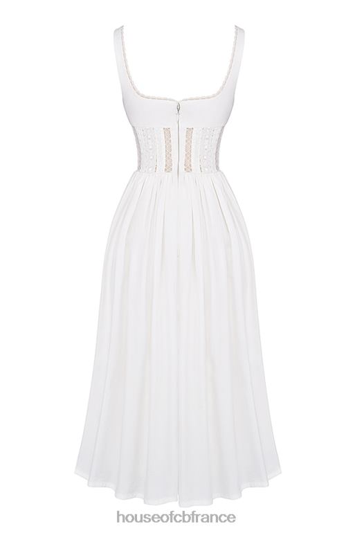 House of CB robe midi bordée de dentelle blanc perle N888H266 vêtements
