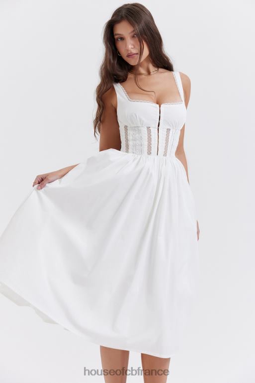 House of CB robe midi bordée de dentelle blanc perle N888H266 vêtements
