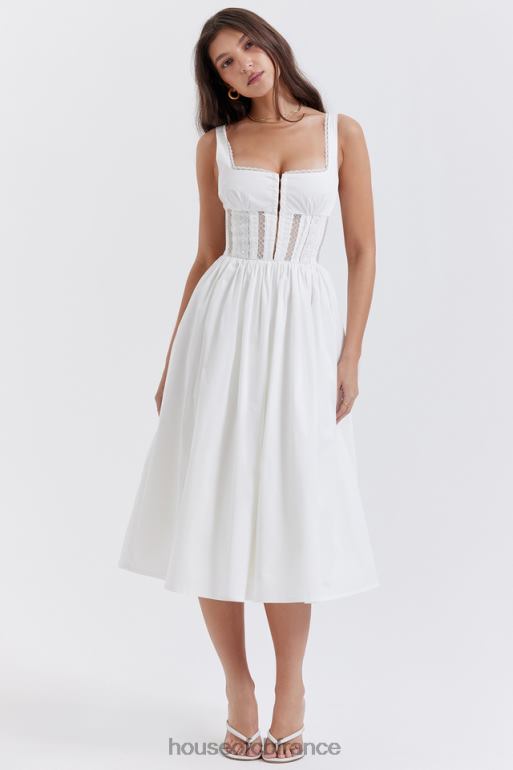 House of CB robe midi bordée de dentelle blanc perle N888H266 vêtements