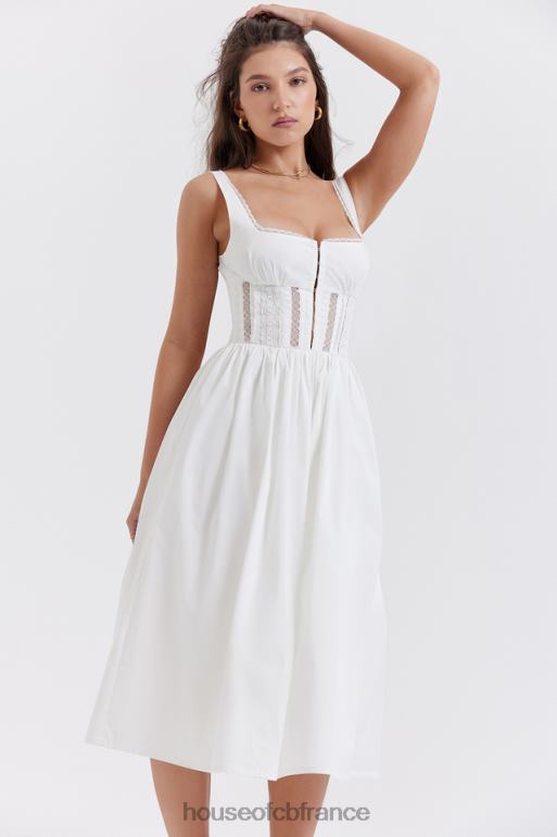 House of CB robe midi bordée de dentelle blanc perle N888H266 vêtements