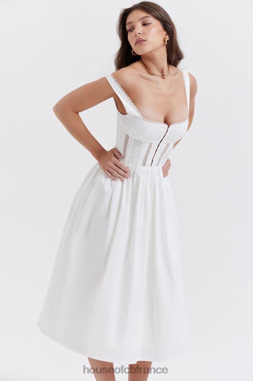 House of CB robe midi bordée de dentelle blanc perle N888H266 vêtements