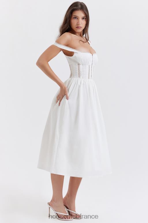 House of CB robe midi bordée de dentelle blanc perle N888H266 vêtements