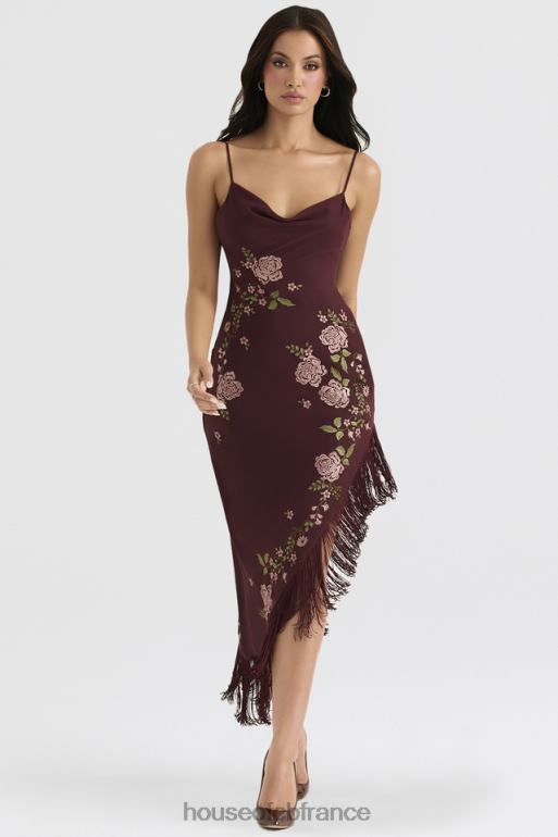 House of CB robe midi brodée de vin eloisa N888H361 vêtements