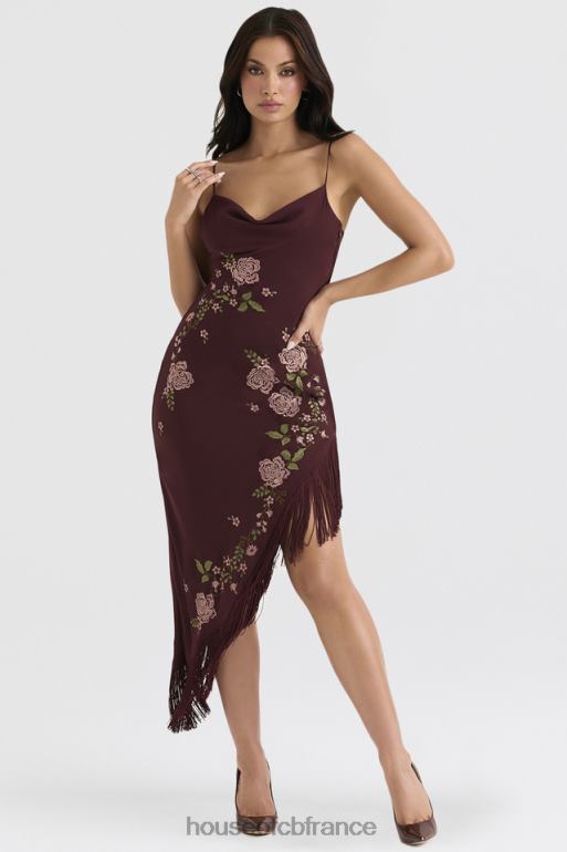 House of CB robe midi brodée de vin eloisa N888H361 vêtements
