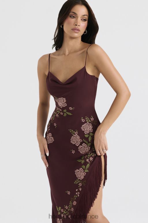 House of CB robe midi brodée de vin eloisa N888H361 vêtements
