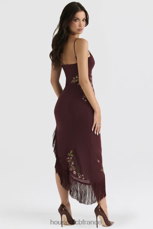 House of CB robe midi brodée de vin eloisa N888H361 vêtements