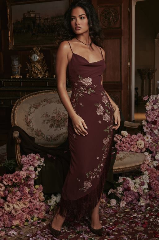 House of CB robe midi brodée de vin eloisa N888H361 vêtements
