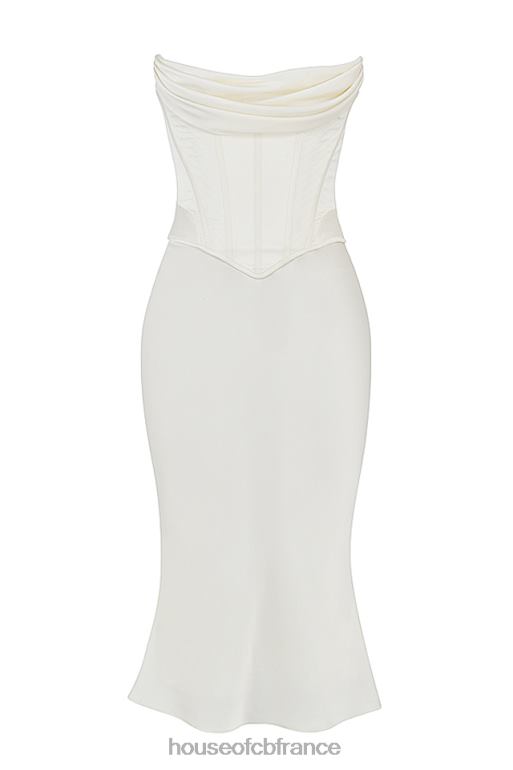 House of CB robe midi bustier corset en satin ivoire sienna N888H471 vêtements