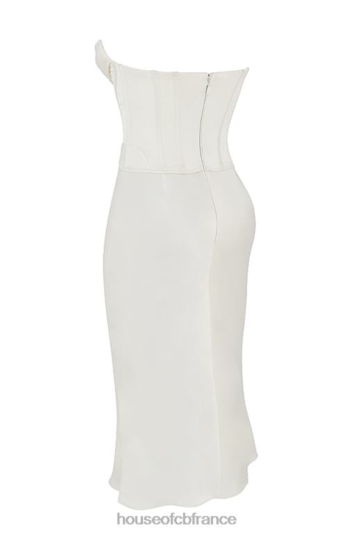 House of CB robe midi bustier corset en satin ivoire sienna N888H471 vêtements