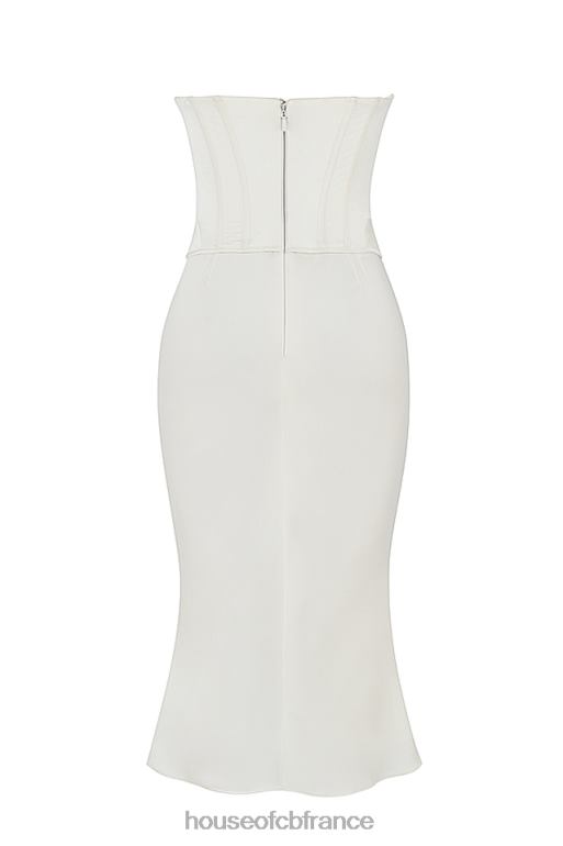 House of CB robe midi bustier corset en satin ivoire sienna N888H471 vêtements