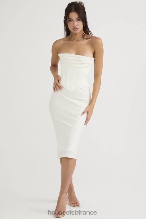 House of CB robe midi bustier corset en satin ivoire sienna N888H471 vêtements