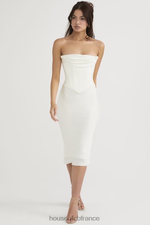 House of CB robe midi bustier corset en satin ivoire sienna N888H471 vêtements