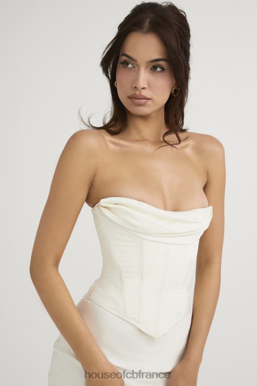 House of CB robe midi bustier corset en satin ivoire sienna N888H471 vêtements