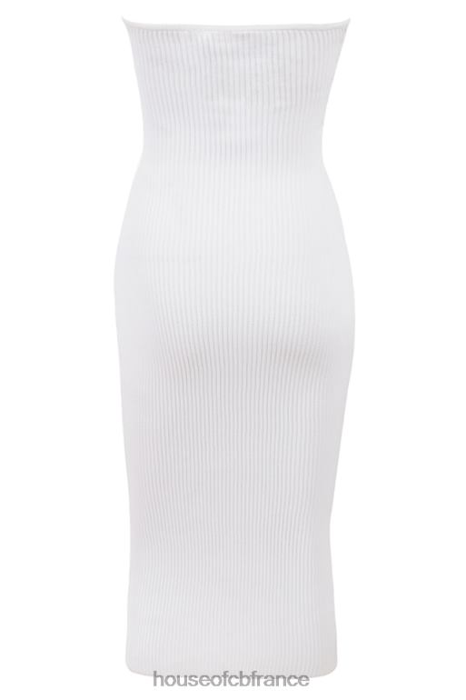 House of CB robe midi bustier en maille côtelée blanche oriana N888H444 vêtements