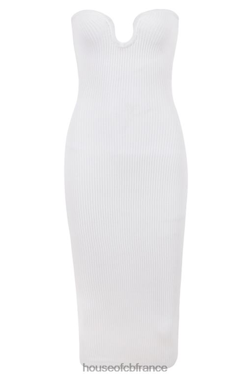 House of CB robe midi bustier en maille côtelée blanche oriana N888H444 vêtements