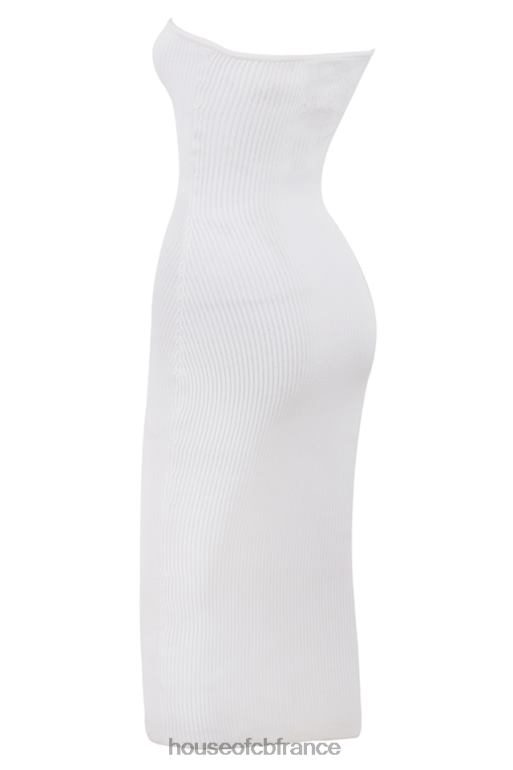 House of CB robe midi bustier en maille côtelée blanche oriana N888H444 vêtements