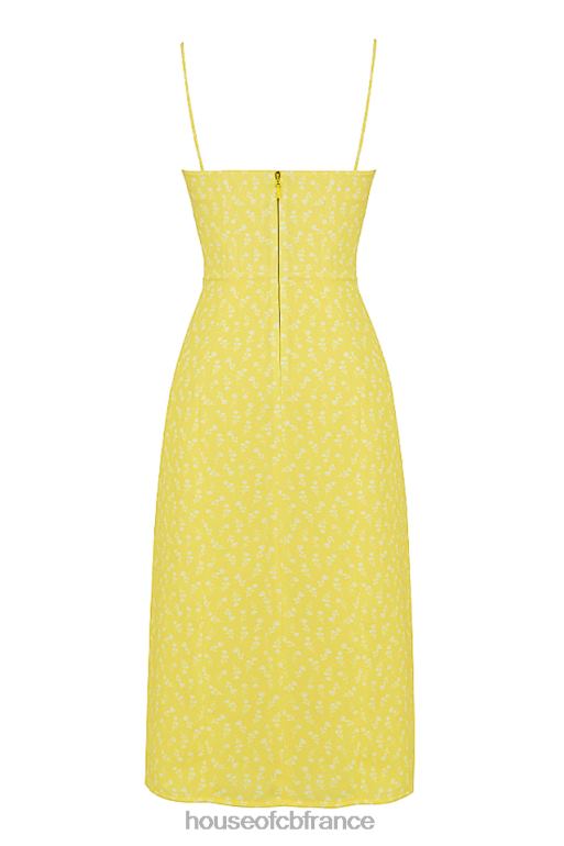 House of CB robe midi bustier fleurie jaune carina N888H554 vêtements