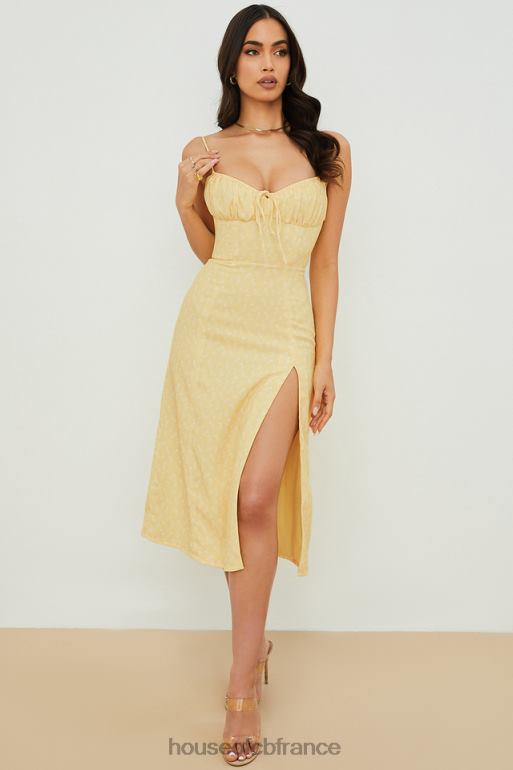 House of CB robe midi bustier fleurie jaune carina N888H554 vêtements