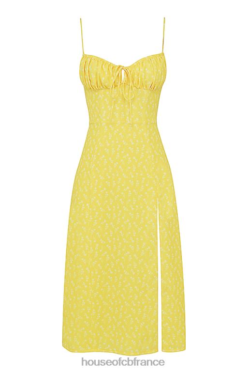 House of CB robe midi bustier fleurie jaune carina N888H554 vêtements