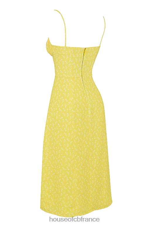 House of CB robe midi bustier fleurie jaune carina N888H554 vêtements